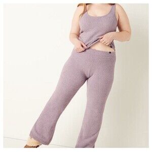 Victorias Secret PINK Cozy Lounge PJ Set Tank & Pants Purple Fuzzy Sherpa M/L
